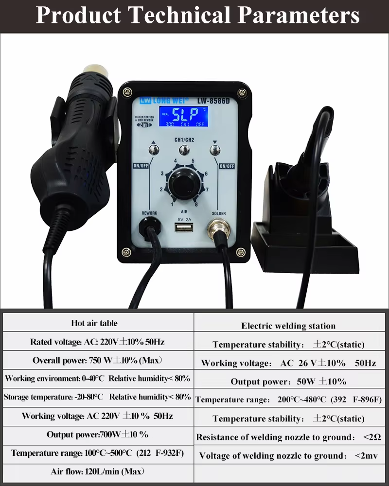 LW-8586D 2 w 1 750W Opalarka 4 – 2 In 1 Soldering Rework Station 750W recenzja i cena
