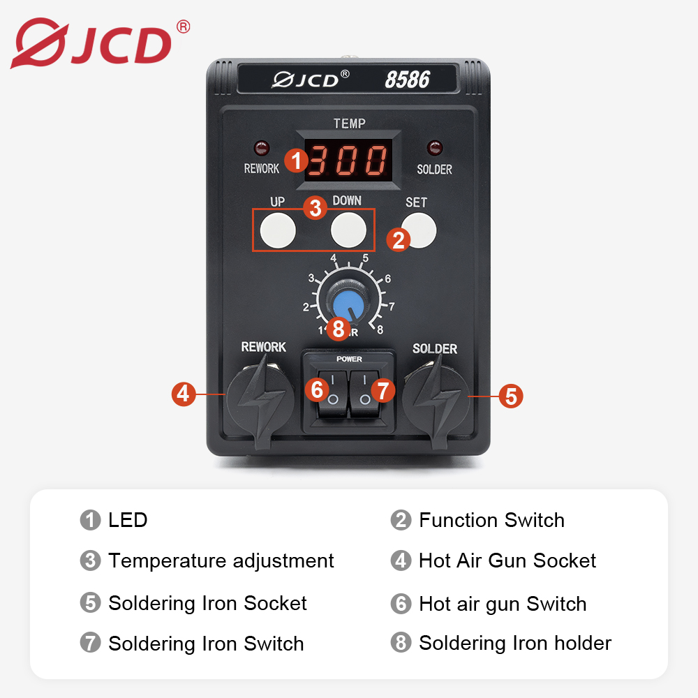 JCD 750W 8586 2 w 1 Cyfrowa St – 2 In 1 Soldering Rework Station 750W recenzja i cena