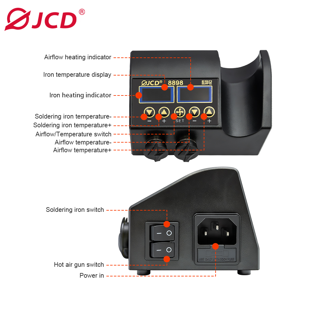 Stacja lutownicza JCD 8898 750 – 2 In 1 Soldering Rework Station 750W recenzja i cena