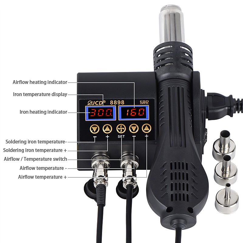 JCD 8898‑16 750W 2‑w‑1 Cyfrowa – 2 In 1 Soldering Rework Station 750W recenzja i cena